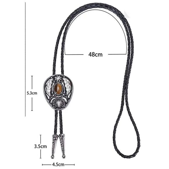 New Vintage Style Bolo Tie Men’s Western Leaf Design Rustic Fashion Accessory - Picture 4 of 5